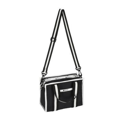 SM TOP HANDLE TOTE 小型肩背手提兩用方形包 - 滾邊夜幕黑