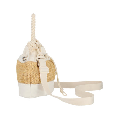 RAFFIA MINI BUCKET 迷你水桶包 - 拉菲糖霜白