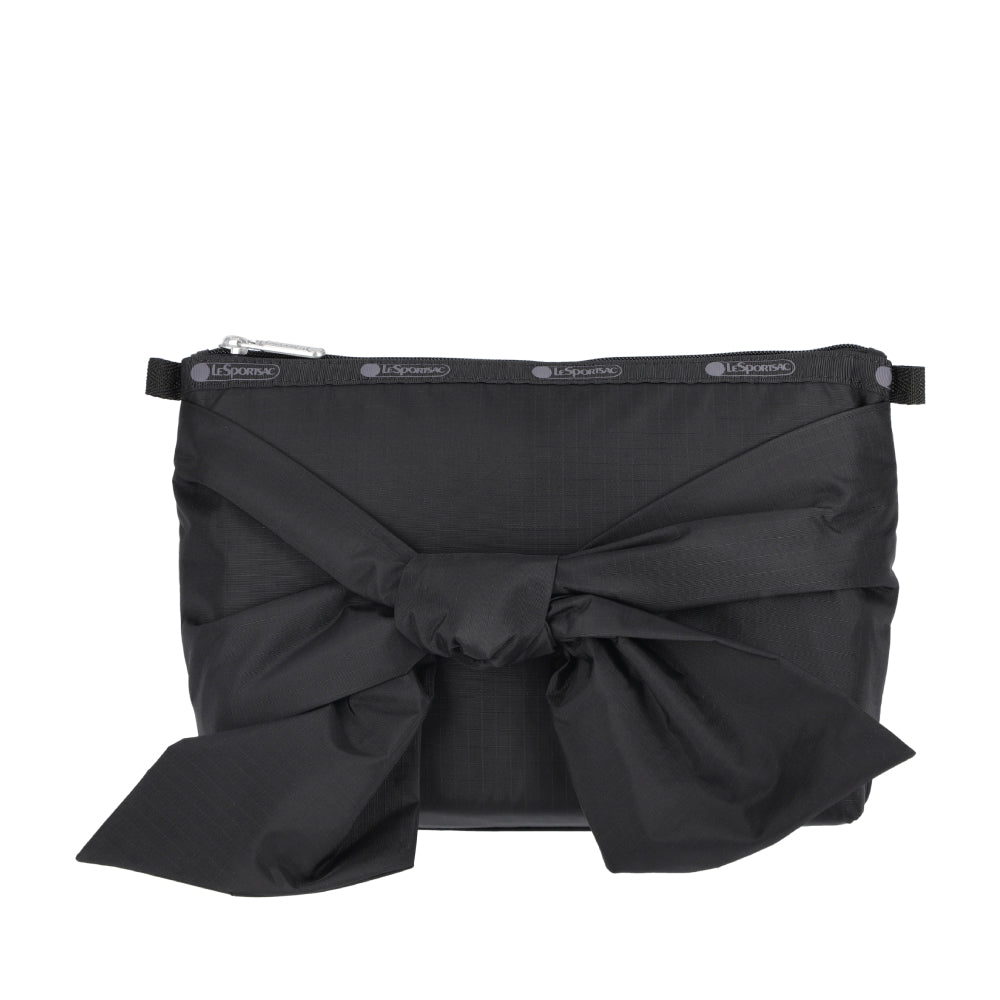 BOW COSMETIC CLUTCH 蝴蝶結造型化妝包 - 黑緞蝴蝶