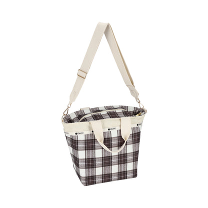 BUCKET TOTE 手提斜背兩用方形包 - 蘇格蘭塔坦/燈芯絨