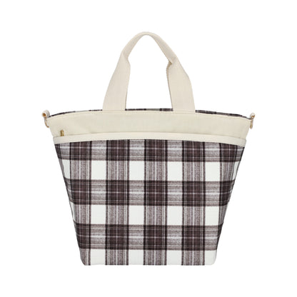 BUCKET TOTE 手提斜背兩用方形包 - 蘇格蘭塔坦/燈芯絨