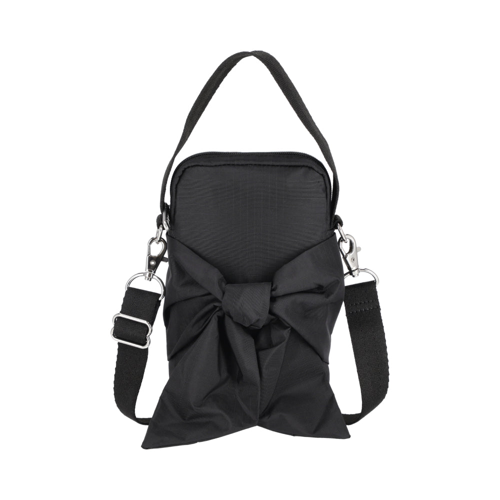 BOW MINI PHONE CROSSBODY 蝴蝶結迷你手機包 - 黑緞蝴蝶