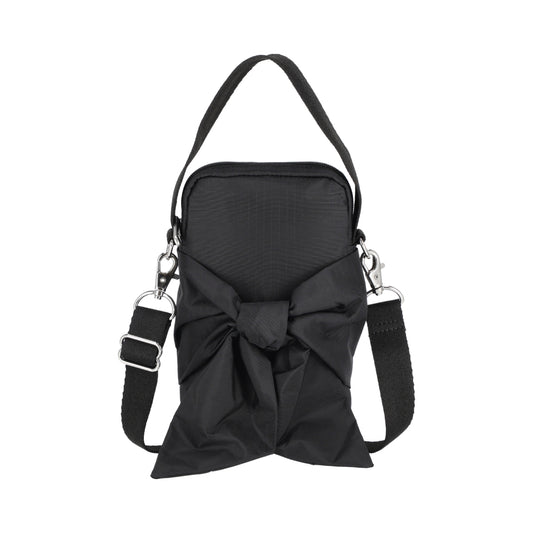 BOW MINI PHONE CROSSBODY 蝴蝶結迷你手機包 - 黑緞蝴蝶