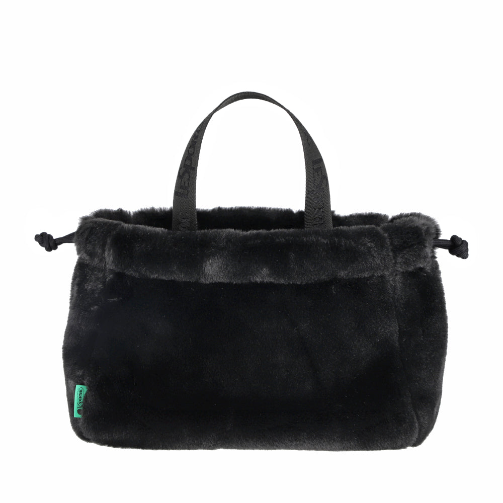 FUR DRAWSTRING TOTE 毛絨束口斜背包 - 經典黑