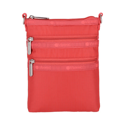 3 ZIP CROSSBODY 三層拉鍊斜背包 - 玫瑰紅