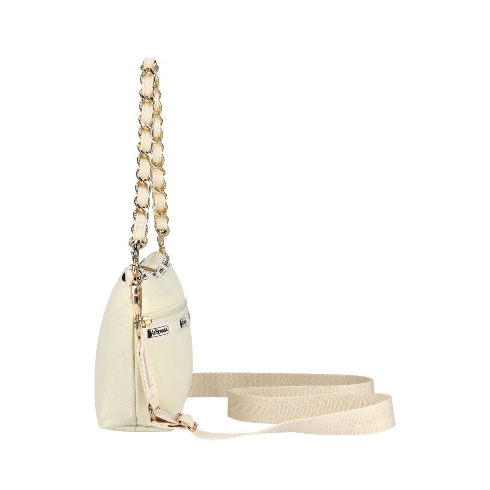 CHAIN COSMETIC CLUTCH 鏈袋化妝隨身包 - 沙丘白菱格壓紋