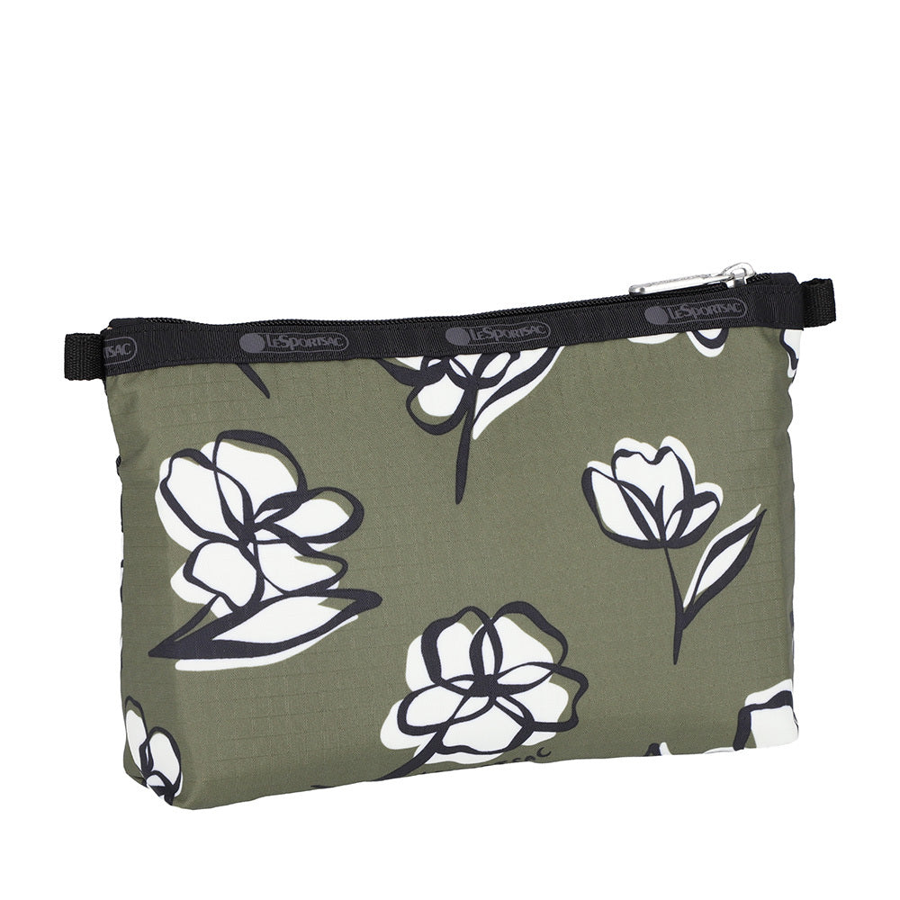 COSMETIC CLUTCH 雙層拉鍊化妝包 - 綠野花徑