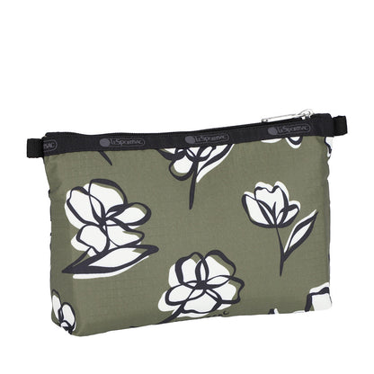 COSMETIC CLUTCH 雙層拉鍊化妝包 - 綠野花徑