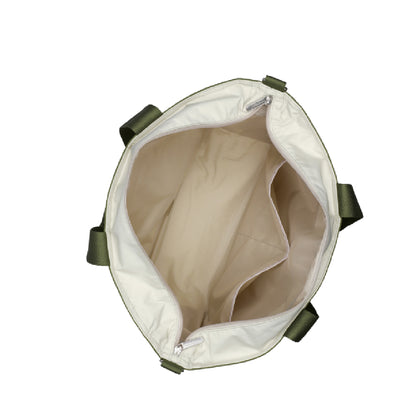 LG BUCKET TOTE 大型手提斜背兩用方形包 - 銀樺樹/橄欖綠撞色