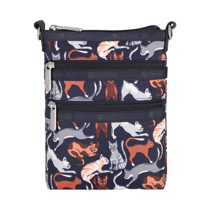 3 ZIP CROSSBODY 三層拉鍊斜背包 - 好奇貓咪黑