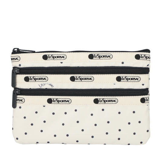 3-ZIP COSMETIC 三層拉鍊化妝包 - 水玉點點