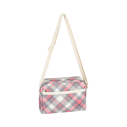 DANIELLA CROSSBODY 拉鍊斜背包 - 灰粉格紋