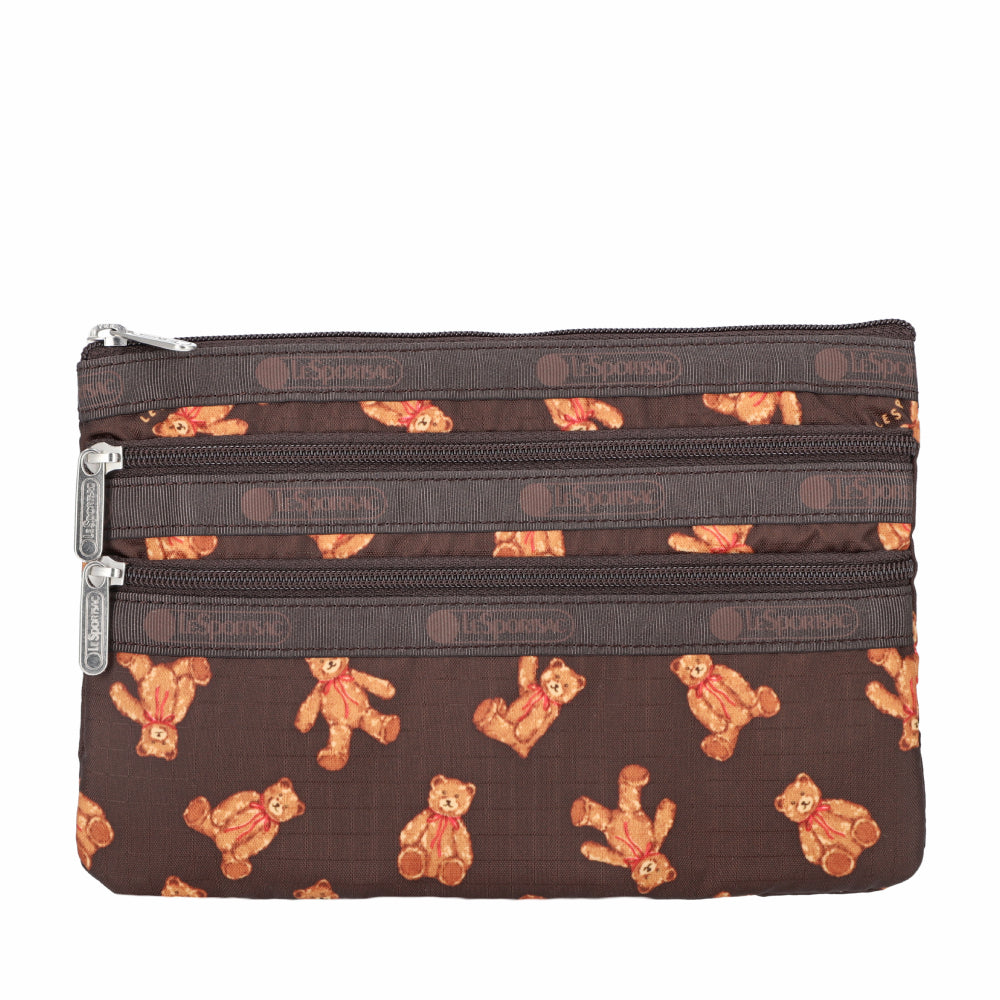 3-ZIP COSMETIC 三層拉鍊化妝包 - 泰迪熊樂園