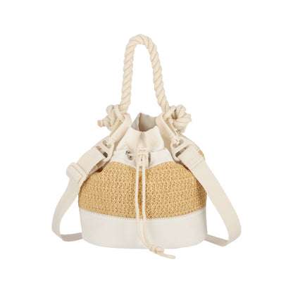 RAFFIA MINI BUCKET 迷你水桶包 - 拉菲糖霜白