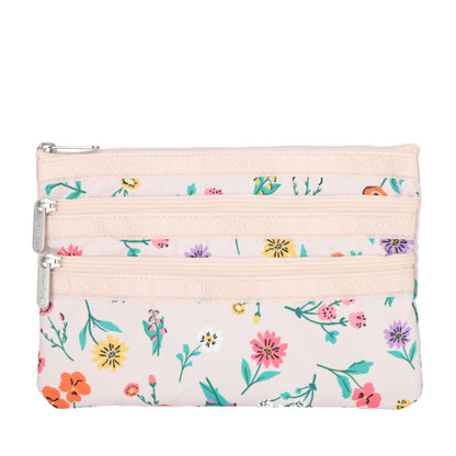 3-ZIP COSMETIC 三層拉鍊化妝包 - 輕舞野花