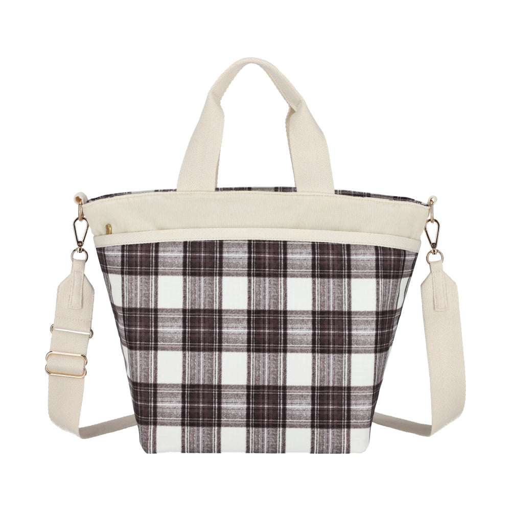 BUCKET TOTE 手提斜背兩用方形包 - 蘇格蘭塔坦/燈芯絨