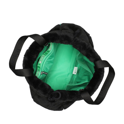 FUR DRAWSTRING TOTE 毛絨束口斜背包 - 經典黑