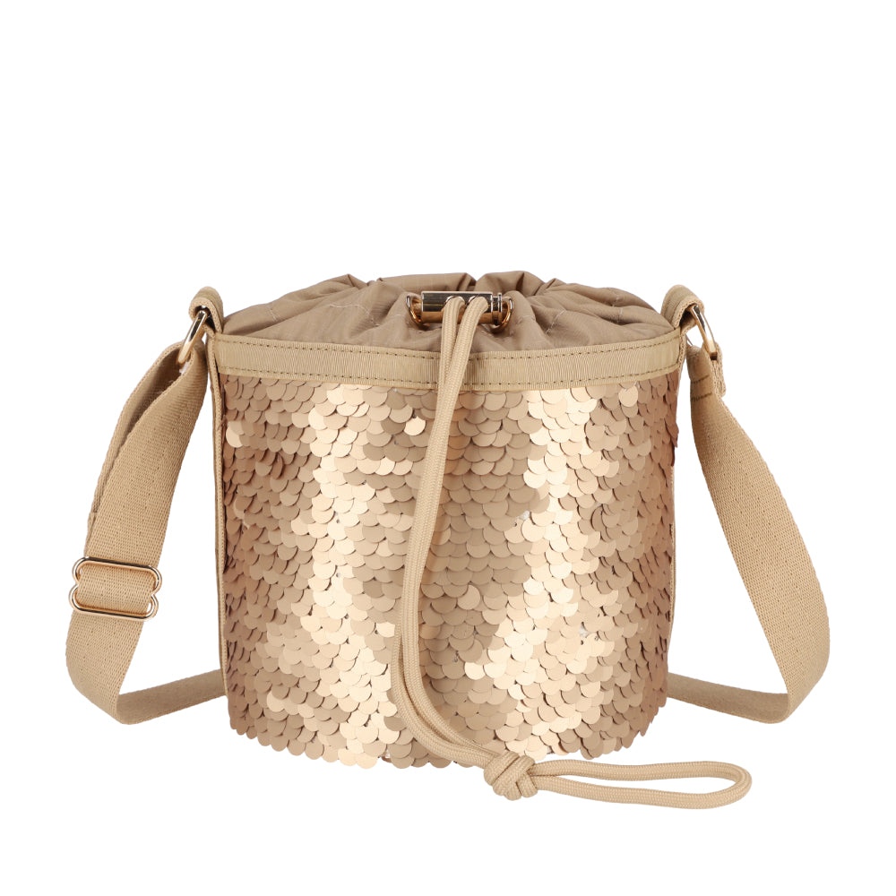 SEQUIN DRAWSTRING BAG 亮片束口水桶斜背包 - 霧金亮片