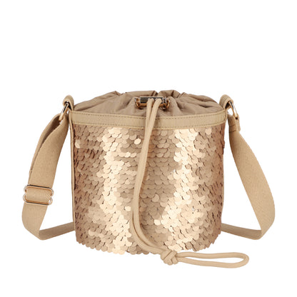 SEQUIN DRAWSTRING BAG 亮片束口水桶斜背包 - 霧金亮片