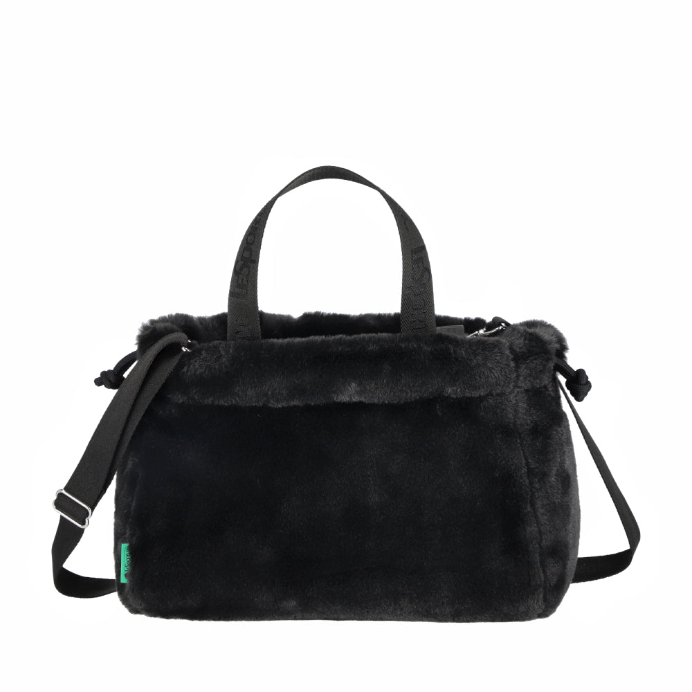 FUR DRAWSTRING TOTE 毛絨束口斜背包 - 經典黑