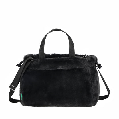 FUR DRAWSTRING TOTE 毛絨束口斜背包 - 經典黑