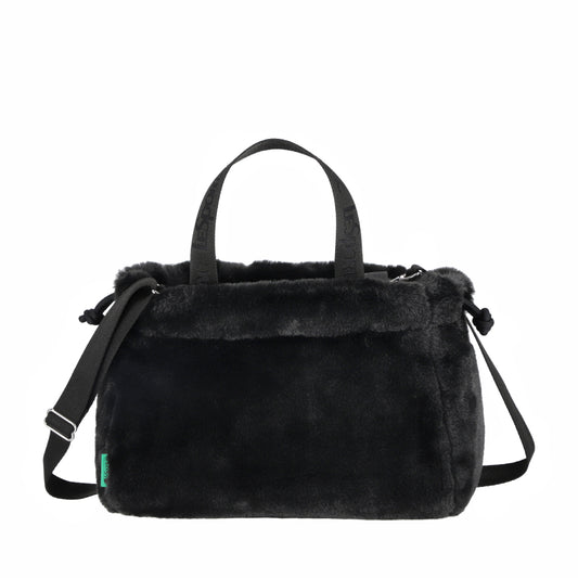 FUR DRAWSTRING TOTE 毛絨束口斜背包 - 經典黑