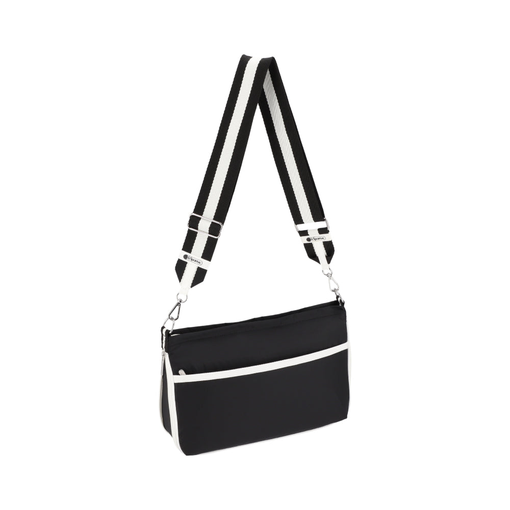 E/W ZIPPER BAG 拉鍊斜背包 - 滾邊夜幕黑