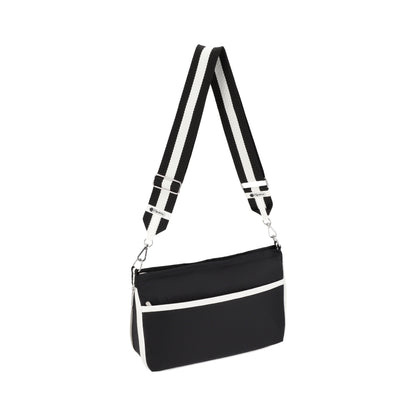 E/W ZIPPER BAG 拉鍊斜背包 - 滾邊夜幕黑