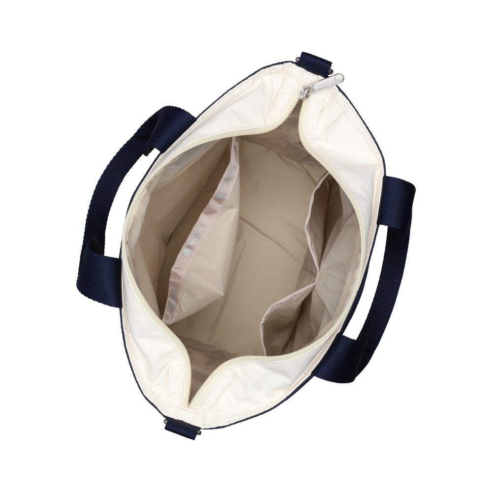 BUCKET TOTE 手提斜背兩用方形包 - 糖霜白/海軍藍撞色