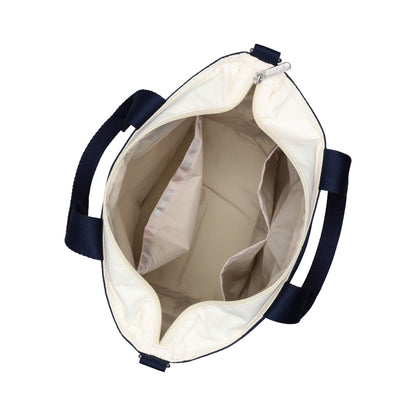 BUCKET TOTE 手提斜背兩用方形包 - 糖霜白/海軍藍撞色