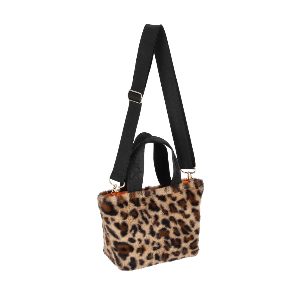 FUR E/W TOTE 毛絨斜背托特兩用包 - 經典豹紋