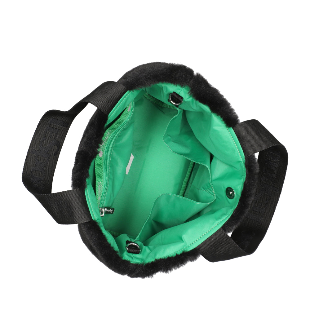 FUR E/W TOTE 毛絨斜背托特兩用包 - 經典黑