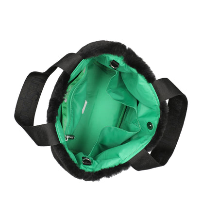 FUR E/W TOTE 毛絨斜背托特兩用包 - 經典黑