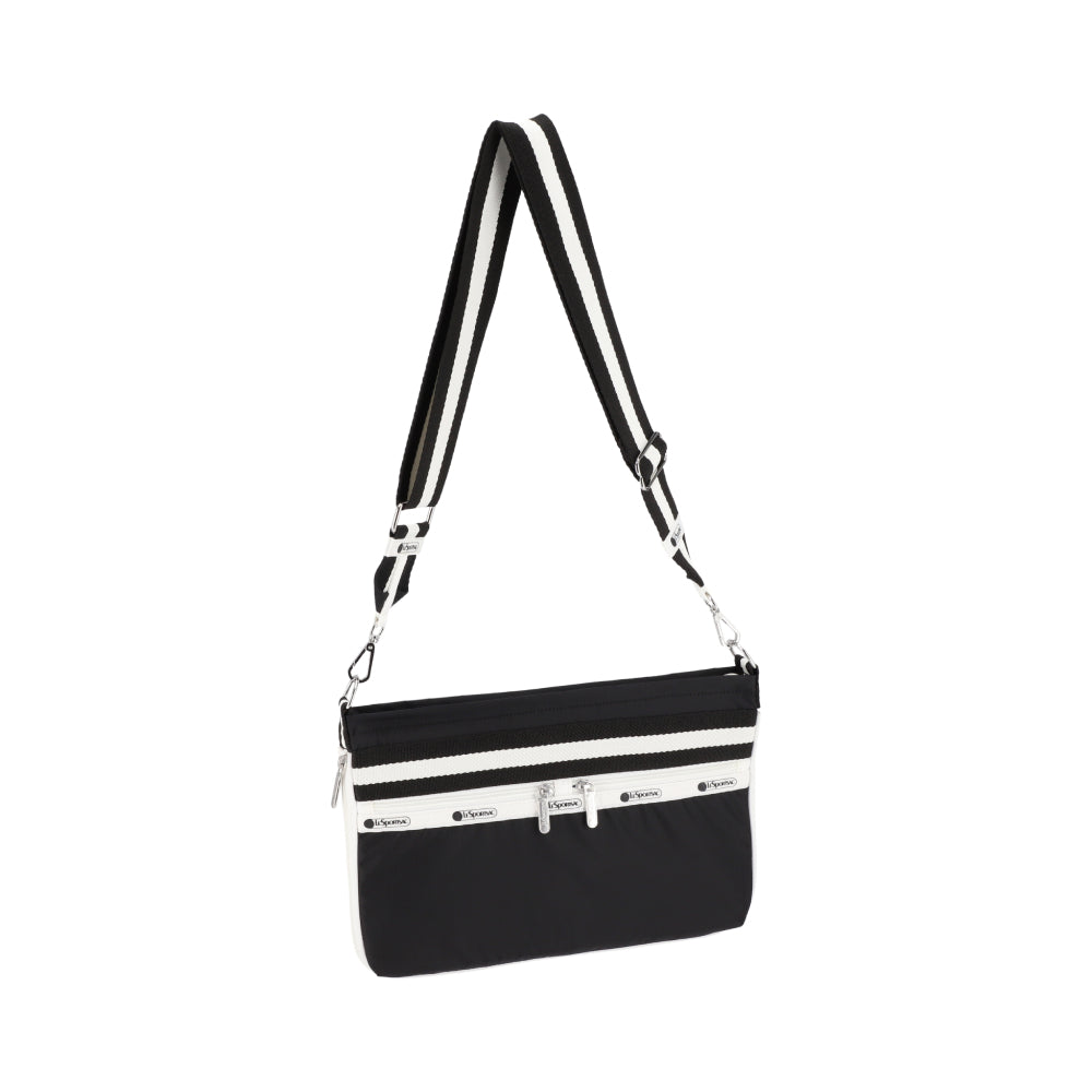 E/W ZIPPER BAG 拉鍊斜背包 - 滾邊夜幕黑