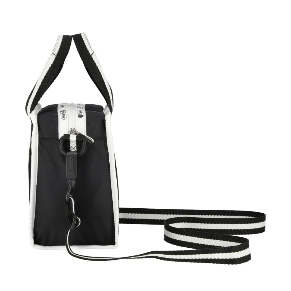 SM TOP HANDLE TOTE 小型肩背手提兩用方形包 - 滾邊夜幕黑