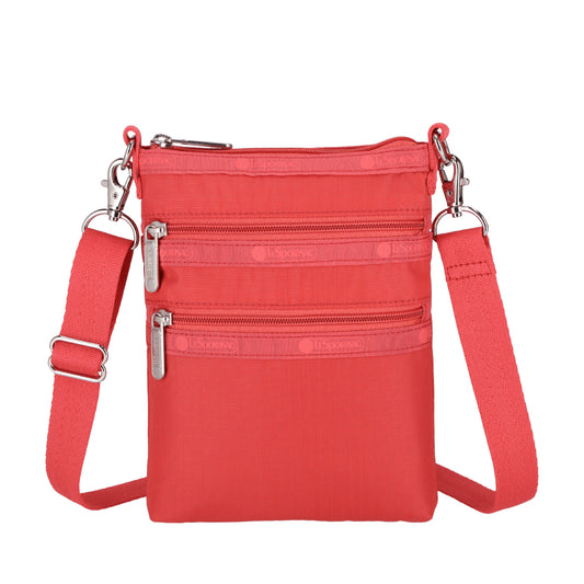 3 ZIP CROSSBODY 三層拉鍊斜背包 - 玫瑰紅