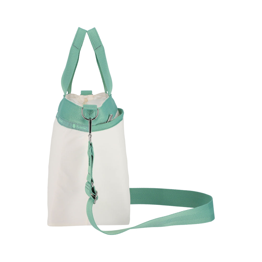 BUCKET TOTE 手提斜背兩用方形包 - 糖霜白/鼠尾草綠