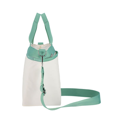 BUCKET TOTE 手提斜背兩用方形包 - 糖霜白/鼠尾草綠