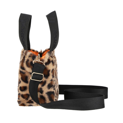 FUR E/W TOTE 毛絨斜背托特兩用包 - 經典豹紋