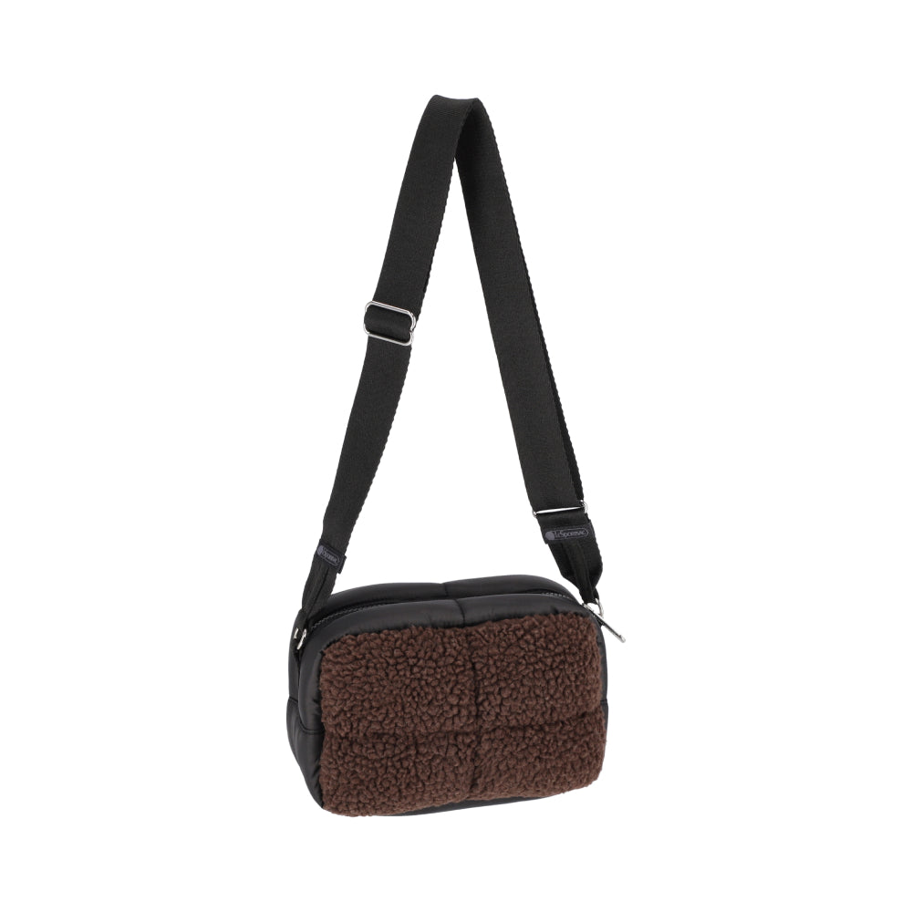 PUFFY CUBE CROSSBODY 毛毛斜背方包 - 摩卡棕羊羔絨