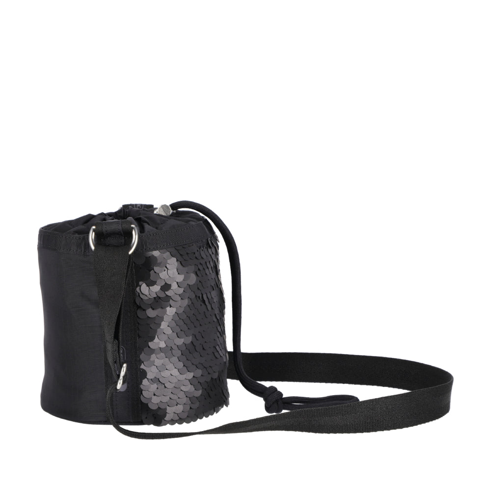 SEQUIN DRAWSTRING BAG 亮片束口水桶斜背包 - 霧黑亮片