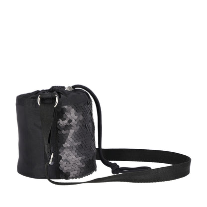 SEQUIN DRAWSTRING BAG 亮片束口水桶斜背包 - 霧黑亮片