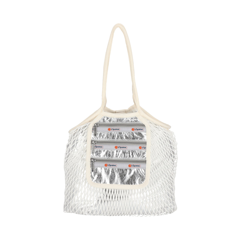 MED NET TOTE BAG 中型網狀肩背包 - 月霧銀