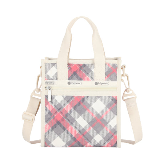 MINI N/S TOTE 迷你方型托特包 - 灰粉格紋