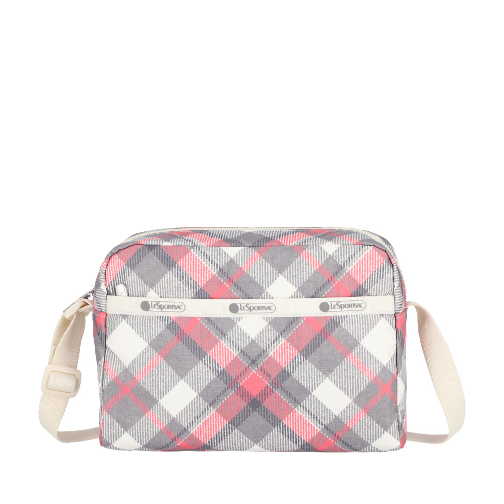 DANIELLA CROSSBODY 拉鍊斜背包 - 灰粉格紋