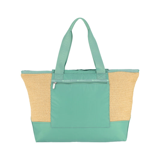 RAFFIA EAST/WEST TOTE 橫式托特包 - 拉菲鼠尾草綠