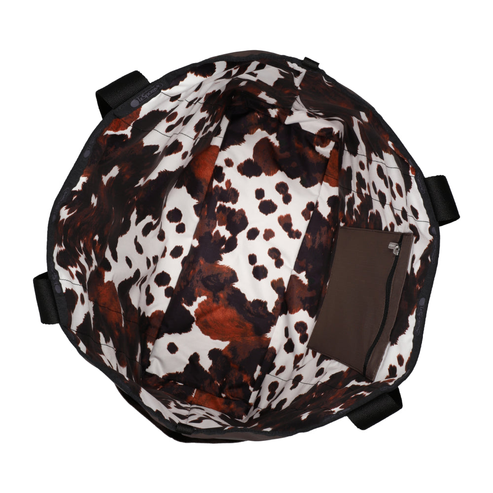 LG REVERSIBLE PKT TOTE 大型雙面托特包 - LOGO  摩卡棕 / 乳牛斑紋