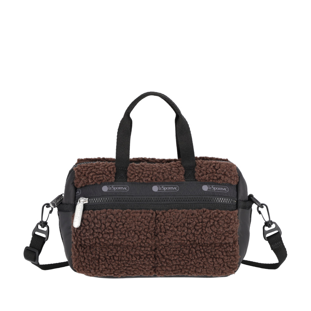 PUFFY MINI DUFFEL 迷你毛毛旅行包 - 摩卡棕羊羔絨