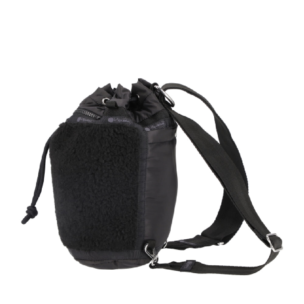 SHERPA MINI BACKPACK 迷你抽繩後背包 - 奢華黑羊羔絨