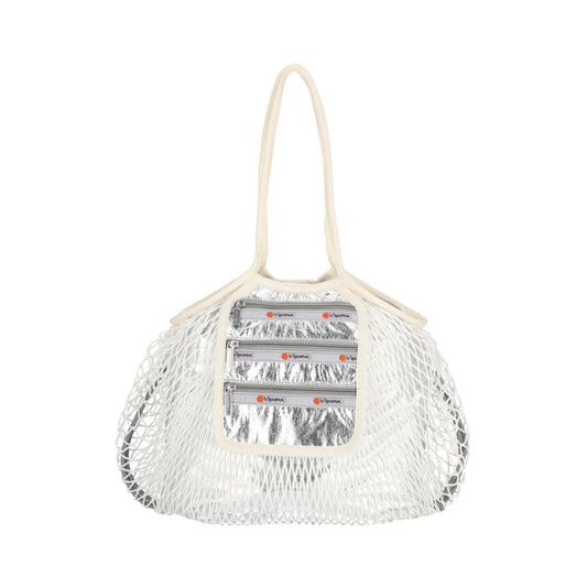 MED NET TOTE BAG 中型網狀肩背包 - 月霧銀